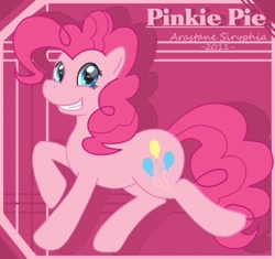 Size: 669x629 | Tagged: safe, artist:arastane-siryphia, pinkie pie, earth pony, pony, female, mare, pink coat, pink mane, simple background, solo