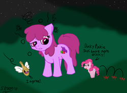 Size: 1104x811 | Tagged: safe, artist:skoon, berry punch, berryshine, pinkie pie, earth pony, pony, alcohol, drunk