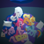 Size: 1416x1417 | Tagged: safe, artist:heireau, derpibooru import, applejack, fluttershy, pinkie pie, rainbow dash, rarity, twilight sparkle, earth pony, pegasus, pony, unicorn, cuddle puddle, cuddling, mane six, sleeping, sleepover