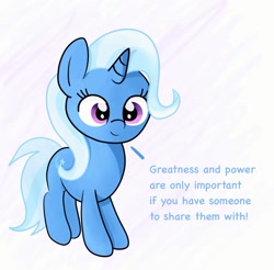 Size: 1280x1257 | Tagged: safe, artist:badponyvectors, derpibooru import, trixie, pony, unicorn, advice, female, mare, smiling, solo, text