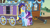 Size: 1280x720 | Tagged: safe, derpibooru import, screencap, hoo'far, starlight glimmer, trixie, pony, saddle arabian, unicorn, road to friendship, clothes, female, goggles, hoo'far's wagon, male, mare, ms. powerful, stallion, trio, trixie's wagon