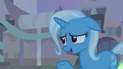 Size: 1280x720 | Tagged: safe, derpibooru import, screencap, trixie, pony, unicorn, road to friendship, female, mare, ms. powerful, solo