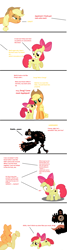 Size: 1033x3832 | Tagged: safe, artist:ponypon, apple bloom, applejack, earth pony, pony, crossover, patapon