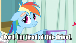 Size: 1920x1080 | Tagged: safe, edit, edited screencap, screencap, rainbow dash, pegasus, pony, read it and weep, battleship, floppy ears, image macro, sam and max, solo