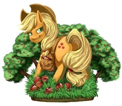 Size: 824x715 | Tagged: safe, artist:2dea, applejack, earth pony, pony, looking back, saddle bag, solo, tree