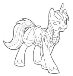 Size: 969x1000 | Tagged: safe, artist:secoh2000, shining armor, pony, unicorn, horn, male, monochrome, solo, stallion, white coat