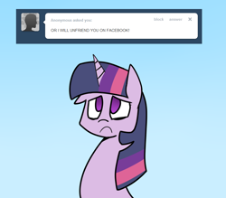 Size: 800x700 | Tagged: safe, artist:askmagedash, derpibooru import, twilight sparkle, oc, oc:anon, sad