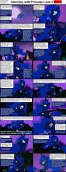 Size: 1282x3304 | Tagged: safe, princess luna, alicorn, pony, comic:celestia's servant interview, caption, comic, cs captions, female, interview, mare, moon, night, solo