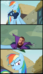 Size: 800x1356 | Tagged: safe, edit, edited screencap, screencap, rainbow dash, pegasus, pony, the mysterious mare do well, comic, hornswoggle, hub logo, meme, screencap comic, wrestling, wwe