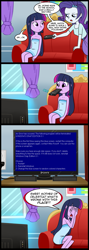 Size: 713x2000 | Tagged: safe, artist:madmax, edit, twilight sparkle, equestria girls, blue screen of death, comic, exploitable meme, mouth hold, remote, tv meme, what's wrong with this place, windows, windows crap edition