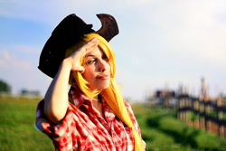 Size: 750x500 | Tagged: safe, artist:freia-raven, applejack, human, cosplay, irl, irl human, photo, russian, solo