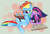 Size: 939x632 | Tagged: safe, artist:xenon, derpibooru import, rainbow dash, twilight sparkle, pegasus, pony, lollipop, reading