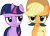 Size: 10162x7362 | Tagged: safe, artist:feitaru, derpibooru import, applejack, twilight sparkle, earth pony, pony, absurd resolution, moustache, simple background, transparent background, vector