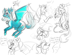 Size: 1280x975 | Tagged: safe, artist:animalstamp, derpibooru import, trixie, dracony, dragon, hybrid, pony, unicorn, bat wings, dragonified, female, mare, sketch, vulgar