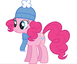 Size: 845x704 | Tagged: safe, pinkie pie, earth pony, pony, clothes, hat, official, scarf, solo, vector, winter