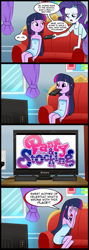 Size: 713x2000 | Tagged: safe, artist:madmax, edit, rarity, twilight sparkle, equestria girls, comic, exploitable meme, meme, panty and stocking with garterbelt, tv meme, what's wrong with this place