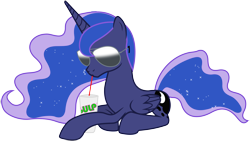 Size: 1600x900 | Tagged: safe, artist:totallynotabronyfim, princess luna, alicorn, pony, aviators, casual, drink, solo, straw, sunglasses