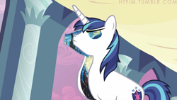 Size: 993x559 | Tagged: safe, artist:capnpea, edit, edited screencap, screencap, shining armor, pony, unicorn, a canterlot wedding, fimbriae, painting, pony of space and time disguised as a regular white unicorn, solo, starry night, the starry night, vincent van gogh, visual pun, wat