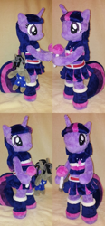 Size: 354x766 | Tagged: safe, artist:agatrix, derpibooru import, smarty pants, twilight sparkle, pony, anthro plushie, bipedal, irl, lollipop chainsaw, photo, plushie