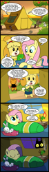 Size: 628x2200 | Tagged: safe, artist:madmax, angel bunny, fluttershy, pegasus, pony, comic:the town, animal crossing, burning, comic, creepy, crossover, fire, isabelle, lantern, leaf