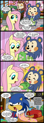 Size: 713x2000 | Tagged: safe, artist:madmax, fluttershy, pegasus, pony, comic:the town, animal crossing, clothes, comic, crossover, mabel able, qr code, sable able, sonic the hedgehog, sonic the hedgehog (series), sweater, sweatershy