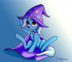 Size: 1280x1098 | Tagged: dead source, safe, artist:muffinkarton, derpibooru import, trixie, pony, unicorn, cape, clothes, female, hat, mare, solo, trixie's cape, trixie's hat