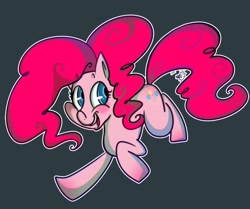 Size: 1280x1068 | Tagged: safe, artist:rfetus, pinkie pie, earth pony, pony, female, gray background, looking sideways, mare, open mouth, outline, simple background, smiling, solo, three quarter view, white outline