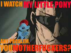 Size: 640x480 | Tagged: safe, rainbow dash, human, harima kenji, irl, photo, school rumble, toy, vulgar