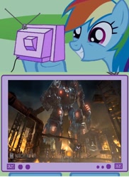 Size: 562x774 | Tagged: safe, rainbow dash, pegasus, pony, cybertron, decepticon, exploitable meme, meme, metroplex, transformers, tv meme