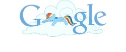 Size: 500x205 | Tagged: safe, rainbow dash, pegasus, pony, cloud, google, sleeping, solo, text