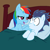 Size: 500x499 | Tagged: safe, artist:jcking101, artist:madmax, rainbow dash, soarin', pegasus, pony, aftersex ponies, female, implied sex, male, morning after, pillow, shipping, soarindash, straight, surprised, wide eyes