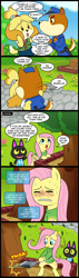 Size: 628x2200 | Tagged: safe, artist:madmax, fluttershy, pegasus, pony, comic:the town, animal crossing, axe, bottomless, clothes, comic, copper, cutting, isabelle, meme, nintendo, partial nudity, self harm, shipping, sweater, sweatershy, tree cutting, yaranaika