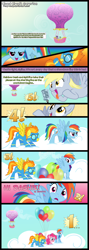 Size: 1500x4234 | Tagged: safe, artist:foxy-noxy, derpibooru import, derpy hooves, pinkie pie, rainbow dash, spike, spitfire, twilight sparkle, dragon, earth pony, pegasus, pony, balloon, comic, female, hot air balloon, mare, then watch her balloons lift her up to the sky, twinkling balloon