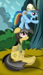 Size: 950x1650 | Tagged: safe, artist:ziemniax, daring do, rainbow dash, pegasus, pony, filly, foal