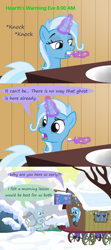 Size: 1200x2700 | Tagged: safe, artist:evil-dec0y, derpibooru import, trixie, oc, oc:ghost, ghost, pony, unicorn, comic:trixie vs., comic:trixie vs. hearth's warming, a christmas carol, comic, female, mare, toothbrush, trixie's wagon