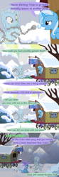Size: 1200x3600 | Tagged: safe, artist:evil-dec0y, derpibooru import, trixie, oc, oc:ghost, earth pony, ghost, pony, unicorn, comic:trixie vs., comic:trixie vs. hearth's warming, a christmas carol, book, chains, chest, comic, eyes closed, female, floating, frown, glare, key, leaning, lock, mare, open mouth, raised eyebrow, sitting, snow, snowfall, trixie's wagon, wagon, weight, wide eyes