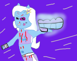 Size: 768x614 | Tagged: source needed, safe, artist:shafty817, derpibooru import, trixie, equestria girls, 1000 hours in ms paint, boxing, bra, clothes, exeron fighters, exeron gloves, fight, fighter, fighting clothes, fighting game, midriff, ms paint, ponied up, pony ears, punch, shorts, tanktop, trixie punch, underwear