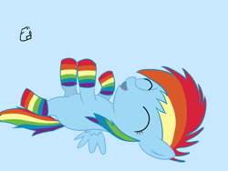 Size: 3000x2250 | Tagged: dead source, safe, artist:fribox, rainbow dash, pegasus, pony, clothes, female, filly, filly rainbow dash, foal, high res, rainbow socks, simple background, socks, solo, striped socks