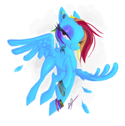 Size: 620x625 | Tagged: dead source, safe, artist:hangryhangryhippo, rainbow dash, pegasus, pony, blue coat, female, mare, multicolored mane, solo