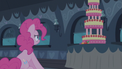 Size: 853x480 | Tagged: safe, pinkie pie, earth pony, pony, marzipan mascarpone meringue madness, solo