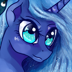 Size: 3000x3000 | Tagged: safe, artist:purplesquidz, princess luna, alicorn, pony, portrait, solo, three quarter view