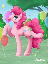 Size: 400x533 | Tagged: safe, artist:amenoo, pinkie pie, earth pony, pony, detailed background, female, mare, solo