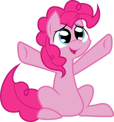 Size: 1356x1449 | Tagged: safe, artist:capt-nemo, pinkie pie, earth pony, pony, female, hug request, looking up, mare, simple background, sitting, solo, transparent background, vector