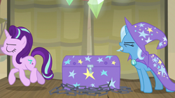 Size: 1280x720 | Tagged: safe, derpibooru import, screencap, starlight glimmer, trixie, pony, road to friendship, angry