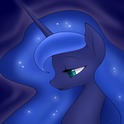 Size: 1000x1000 | Tagged: safe, artist:marikaefer, princess luna, alicorn, pony, portrait, profile, solo