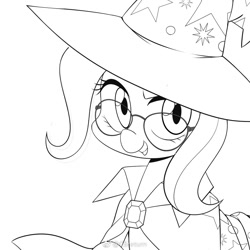 Size: 1000x1000 | Tagged: safe, artist:caibaoreturn, derpibooru import, trixie, pony, cute, diatrixes, glasses, monochrome, solo