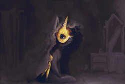 Size: 3125x2107 | Tagged: safe, artist:sharpieboss, princess luna, alicorn, pony, mask, sitting, solo