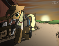 Size: 1650x1275 | Tagged: safe, artist:justsomecomputernerd, applejack, earth pony, pony, female, gun, mare, solo