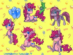 Size: 1500x1125 | Tagged: safe, artist:love-like-nicole, gummy, pinkie pie, earth pony, pony, balloon, then watch her balloons lift her up to the sky