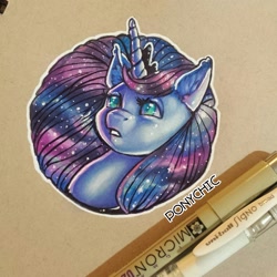 Size: 1920x1920 | Tagged: safe, artist:ponychic, princess luna, alicorn, pony, portrait, solo, traditional art